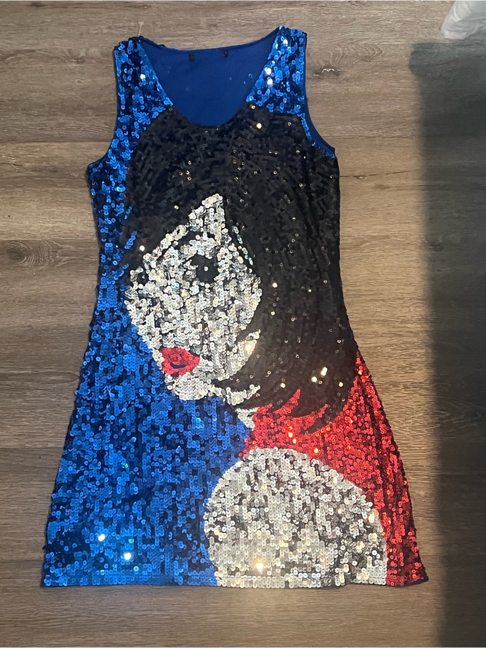 Miss Lola Black Blue Silver Sequined Mini Dress